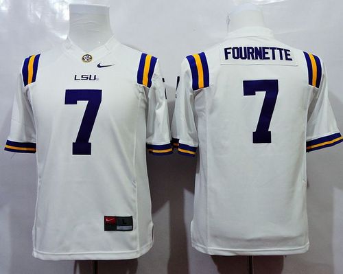 Tigers #7 Leonard Fournette White Stitched Youth NCAA Jersey - Click Image to Close